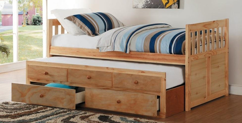 Bartly Twin/Twin Trundle Bed w/ 2 Storage Drawers in Natural B2043PR-1