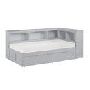 B2063BC-1BCT - (4) Twin Bookcase Corner Bed with Storage Boxes