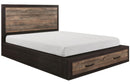 Miter Queen Platform Bed with Footboard Storage in Rustin Mahogany & Dark Ebony 1762-1