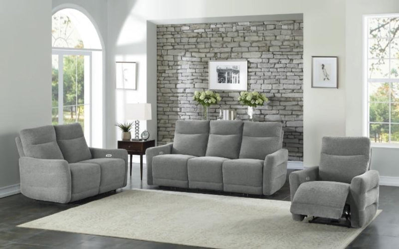 Edition Power Double Lay Flat Reclining Sofa in Dove Grey 9804DV-3PWH