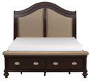 Marston Queen Sleigh Storage Bed in Dark Cherry 2615DC-1