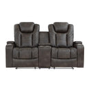 9211BRG-2PWH - Power Double Reclining Love Seat with Center Console, Power Headrests, Storage Arms and Cup Holders