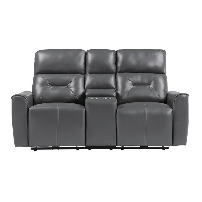 9446GY-2PW - Power Double Reclining Love Seat with Center Console and USB Ports image