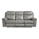 8206GRY-3 - Double Reclining Sofa with Center Drop-Down Cup Holders, Receptacles, Hidden Drawer and USB Ports