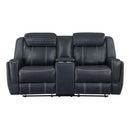 8516BU-2 - Double Reclining Love Seat with Center Console, Receptacles and USB Ports
