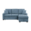 9816BU2LLRC - (2)2-Piece Sectional with Right Chaise, Pull-out Bed and Hidden Storage