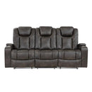 9211BRG-3PWH - Power Double Reclining Sofa with Center Drop-Down Cup Holders, Power Headrests, Storage Arms and Cup holders