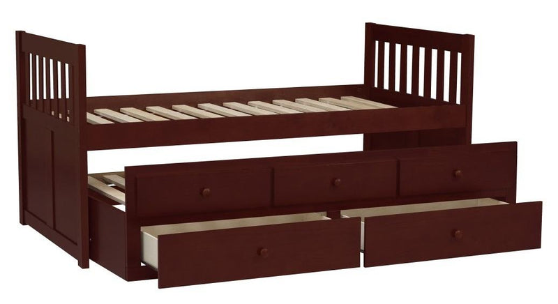 Rowe Twin/Twin Trundle Bed w/ Two Storage Drawers in Dark Cherry B2013PRDC-1