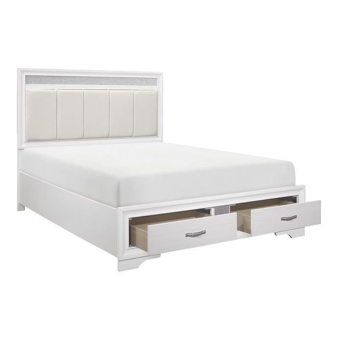 Luster (3) California King Platform Bed with Footboard Storage