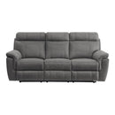 9301GRY-3 - Double Reclining Sofa with Center Drop-Down Cup Holders
