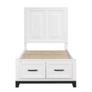 1450WHT-1-Youth (3) Twin Platform Bed with Footboard Storage