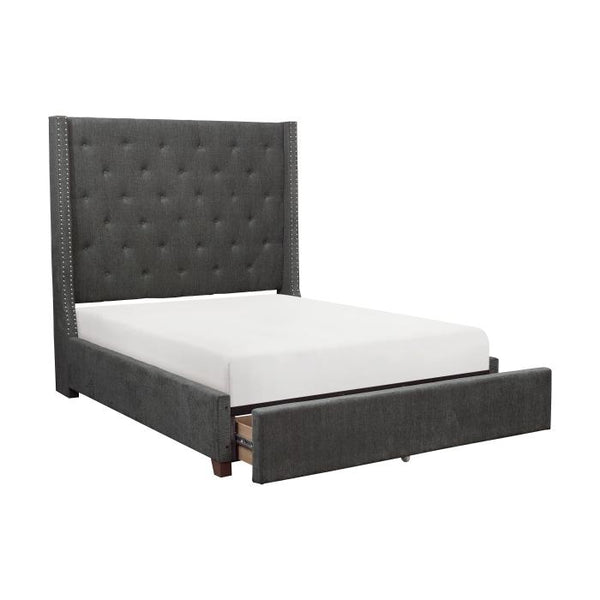5877KGY-1CKDW - (3)California King Platform Bed with Storage Footboard