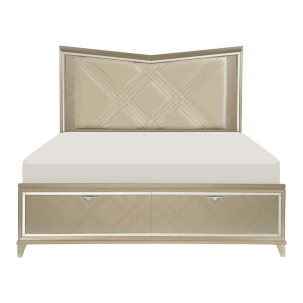 Bijou (3) Eastern King Platform Bed with LED Lighting and Footboard Storage