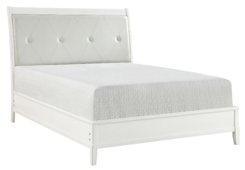 Cotterill King Upholstered Sleigh Bed in Antique White 1730KWW-1EK