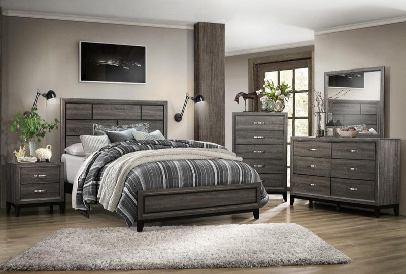 Davi King Panel Bed in Gray 1645K-1EK