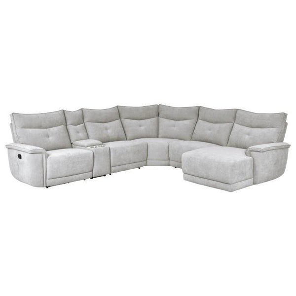 Tesoro 6pc Sectional w/ Right Chaise in Mist Gray