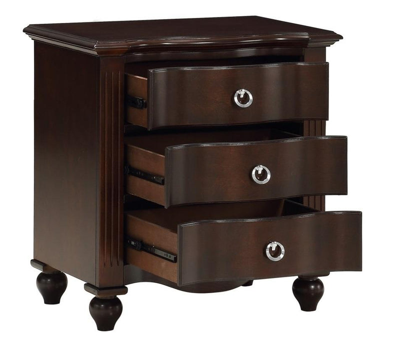 Meghan 3-Drawer Nightstand in Espresso