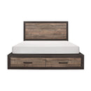 Miter Queen Platform Bed with Footboard Storage in Rustin Mahogany & Dark Ebony 1762-1