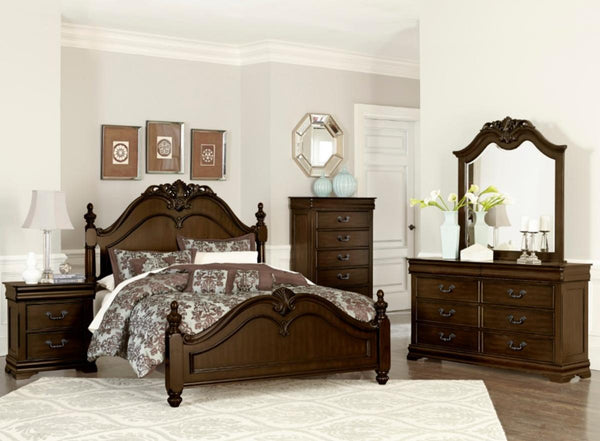 Mont Belvieu Queen Panel Bed in Dark Cherry 1869-1