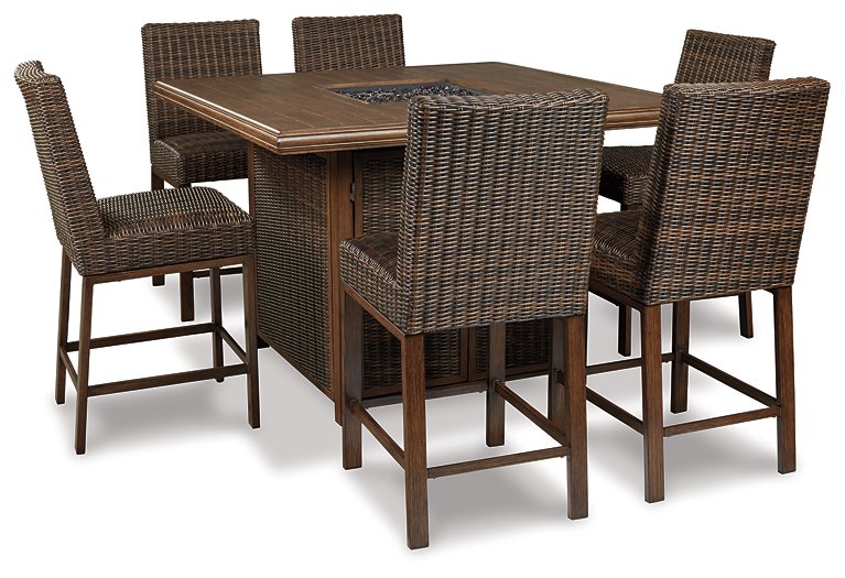 Paradise Trail Outdoor Counter Height Dining Table with 4 Barstools