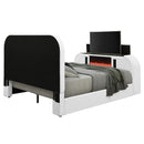 Queen Bed w/LED, TV Cabinet, Fireplace & Bluetooth