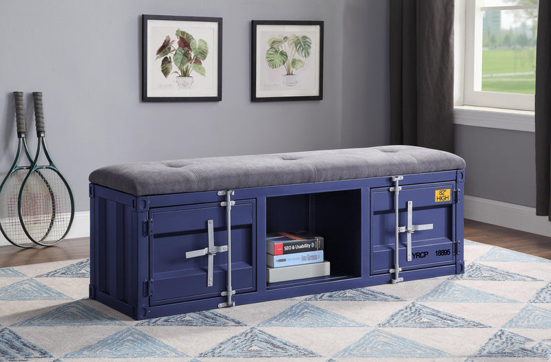 Cargo Gray Fabric & Blue Bench (Storage) image
