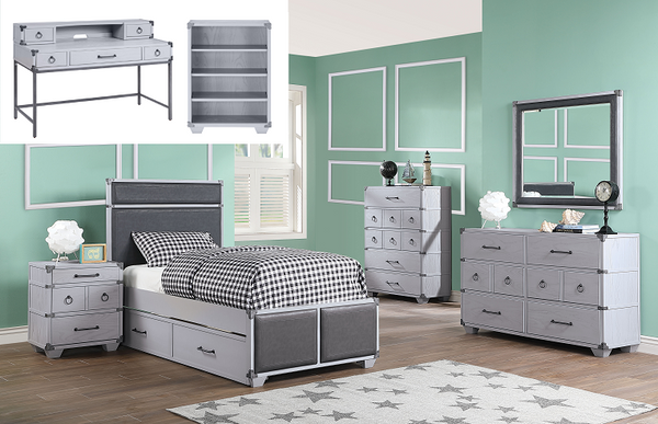 Orchest Gray PU & Gray Twin Bed image