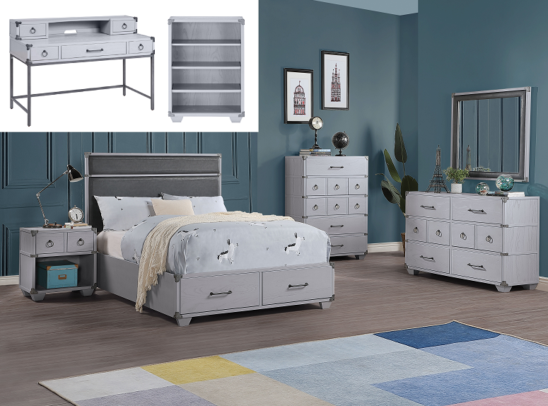 Orchest Gray PU & Gray Twin Bed (Storage) image