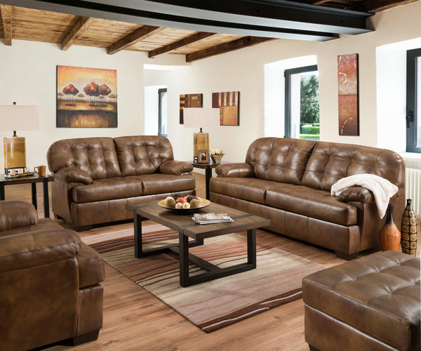 Saturio 2-Tone Brown Top Grain Leather Match Sofa image
