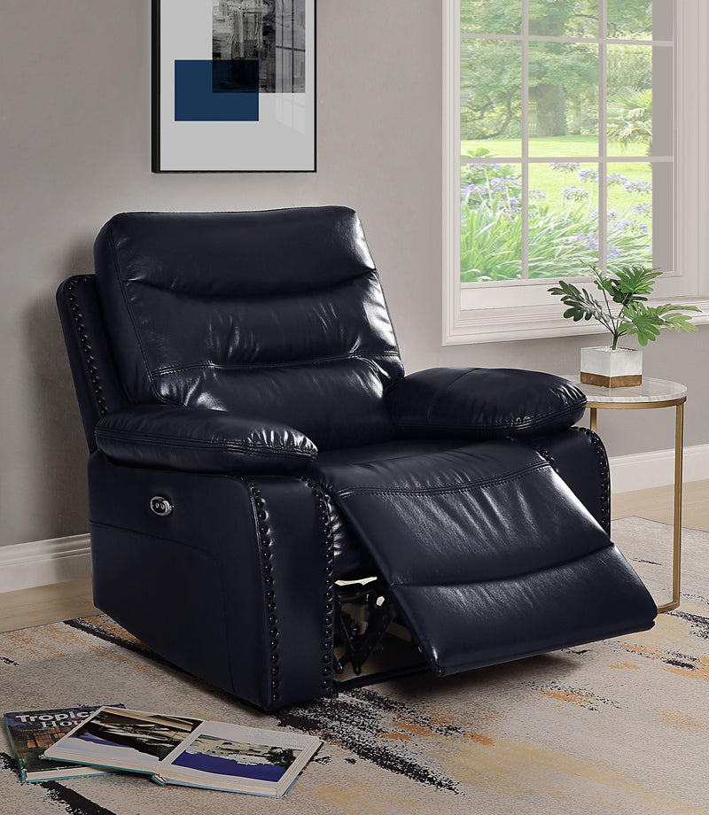 Aashi Navy Leather-Gel Match Recliner (Power Motion) image