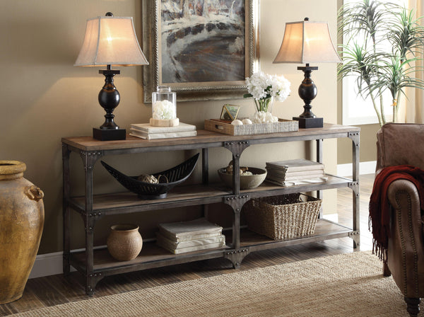Gorden Weathered Oak & Antique Silver Console Table image
