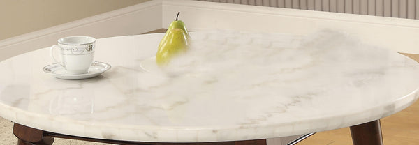 Gasha White Marble & Walnut Coffee Table image