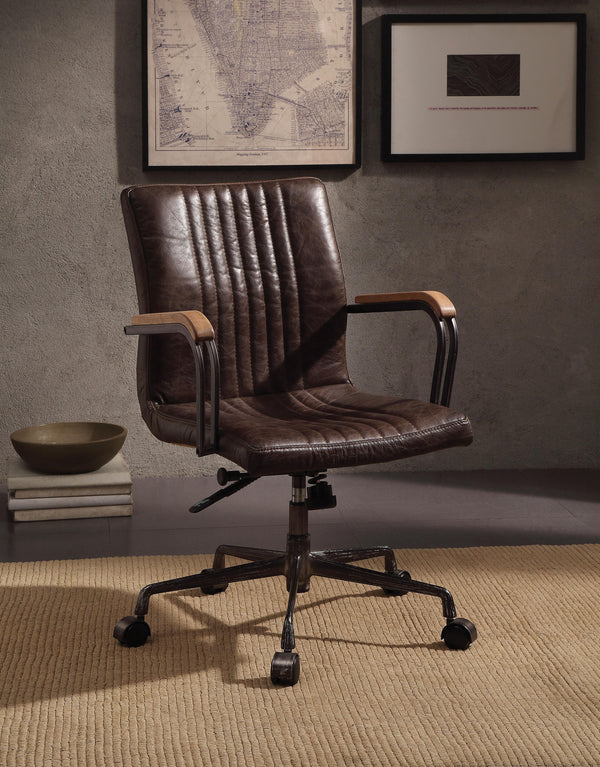 Joslin Distress Chocolate Top Grain Leather Office Chair image