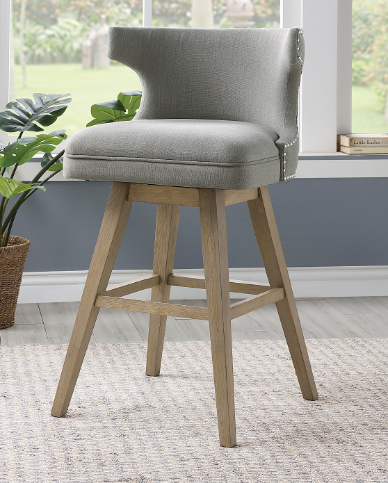 Everett Fabric & Oak Bar Chair image