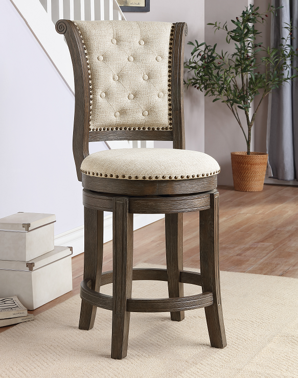Glison Beige Fabric & Walnut Bar Chair (1Pc) image