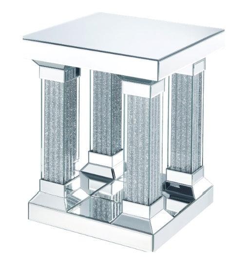 Acme Furniture Caesia End Table in Mirrored/Faux Diamonds 87907 image