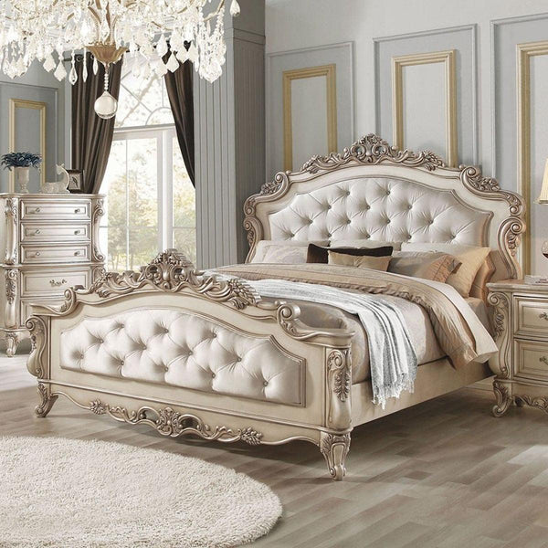 Acme Furniture Gorsedd Queen Panel Bed in Antique White image