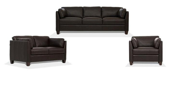 Matias Chocolate Leather 3-Piece Living Room Set image