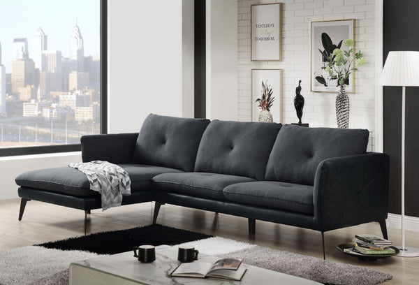 Harun Gray Fabric & PU Sectional Sofa image