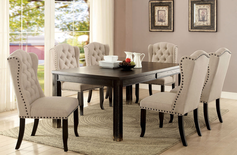 Sania III Antique Black, Ivory 7 Pc. Dining Table Set image