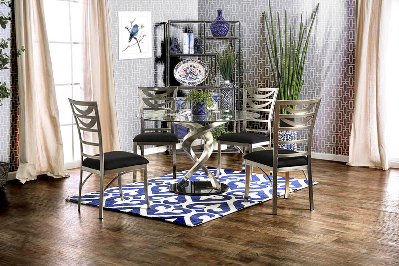 ROXO Silver/Black Round Dining Table image