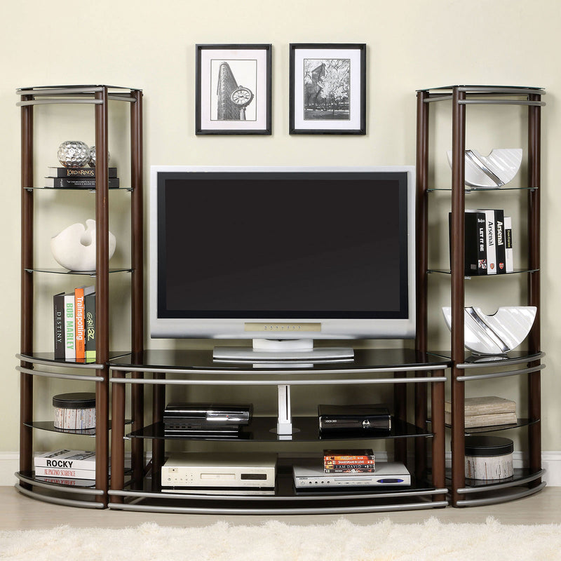 Silver Creek Brown/Silver TV Console + 2 Pier Shelves image