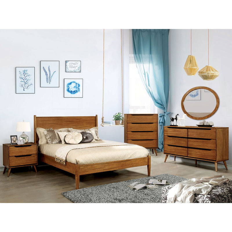 Lennart Oak 4 Pc. Queen Bedroom Set w/ Oval Mirror image