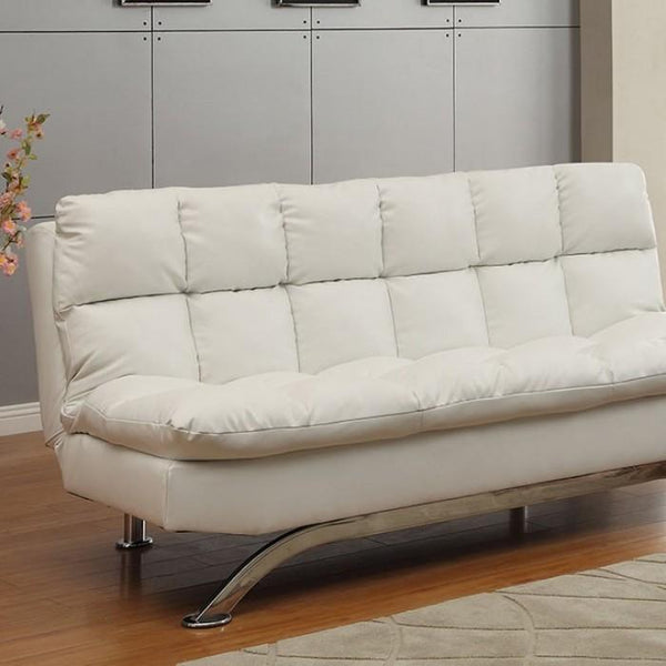 Aristo White/Chrome Futon Sofa, White image