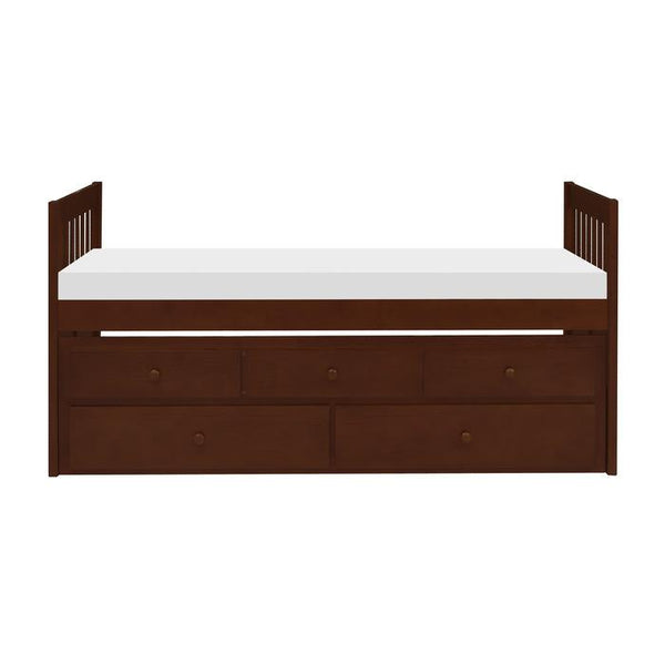 Homelegance Rowe Twin/Twin Trundle Bed w/ Two Storage Drawers in Dark Cherry B2013PRDC-1* image