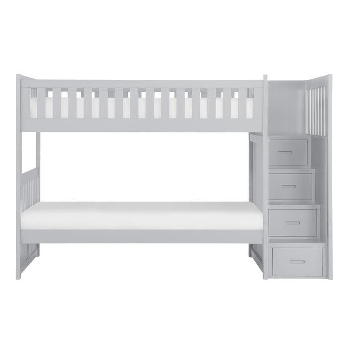 Homelegance Orion Bunk Bed w/ Reversible Step Storage and Twin Trundle in Gray B2063SB-1*R image