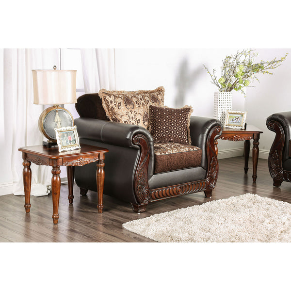 Franklin Dark Brown/Tan Chair With Pu In Brown image